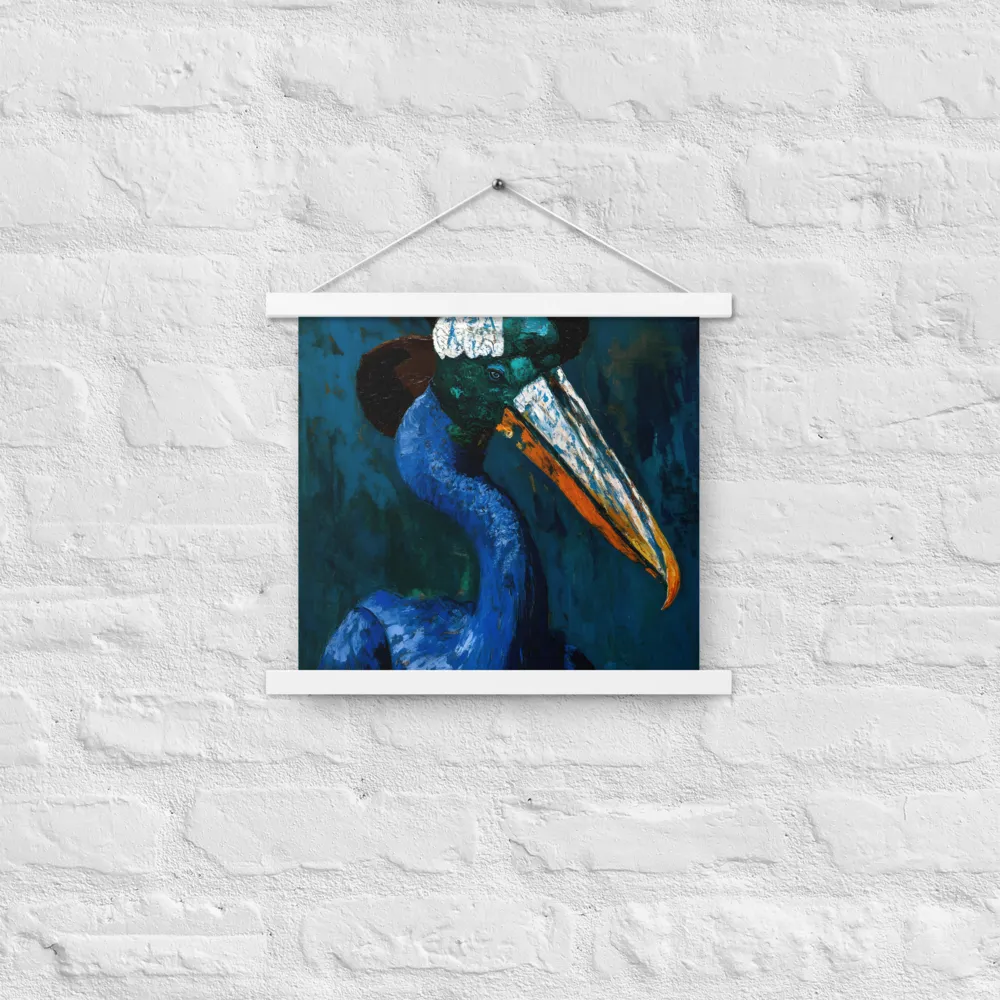 Majestic Absurdity: The Hat-Wearing Bird | Poster With White Wood Hanger | 14″×14″