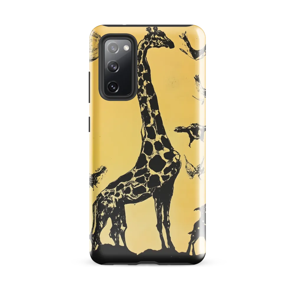 Whimsical Harmony of Giraffe and Birds