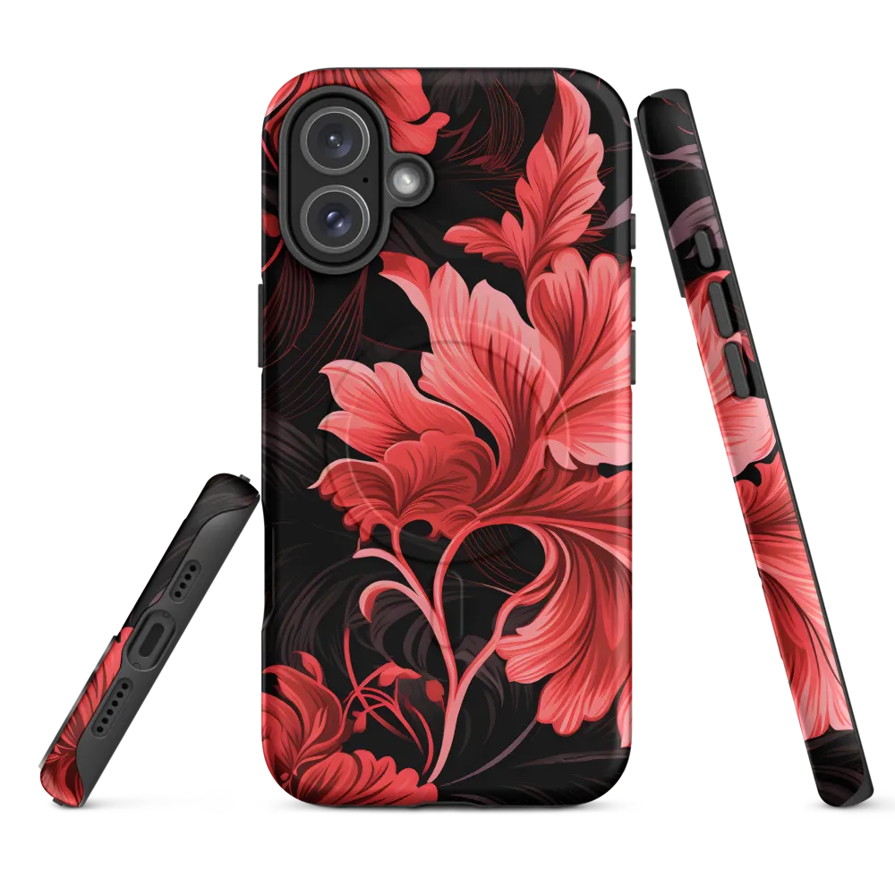Tropical Elegance in Red | Phone Case |  16 Plus | MagSafe® Tough Case | Matte