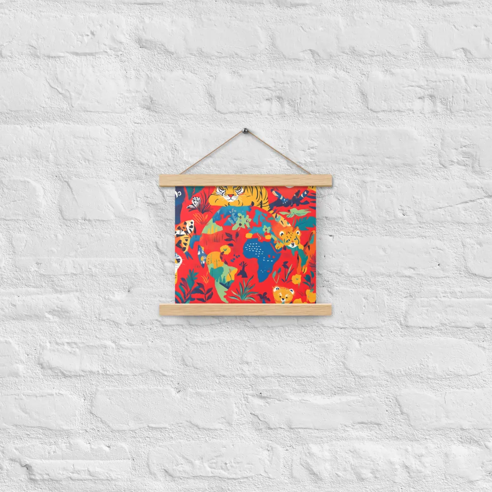 Wild Wonders of the Globe | Poster With Oak Wood Hanger | 10″×10″