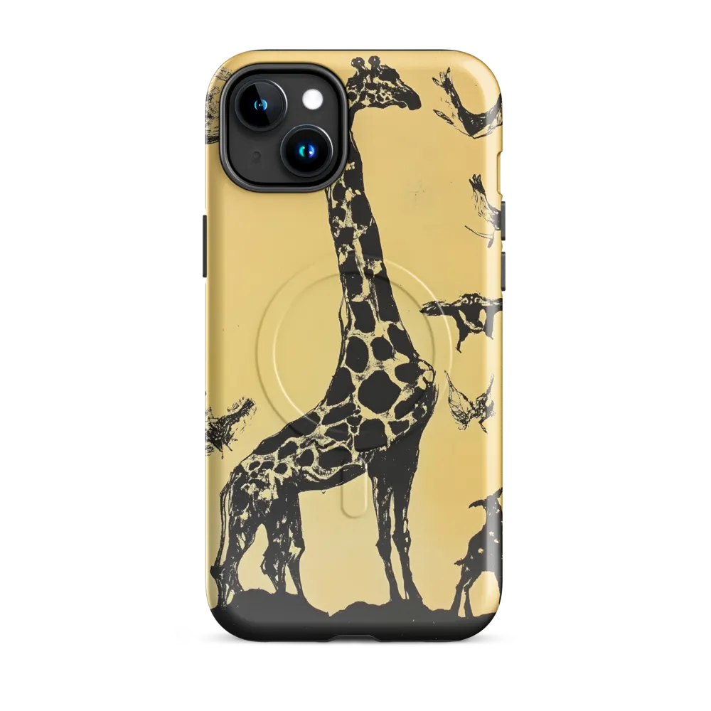 Whimsical Harmony of Giraffe and Birds
