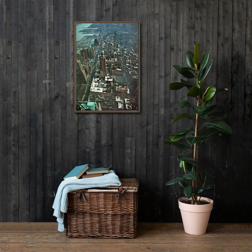 Aerial Symphony of Urban Life | Canvas with Brown Frame | 20″×28″