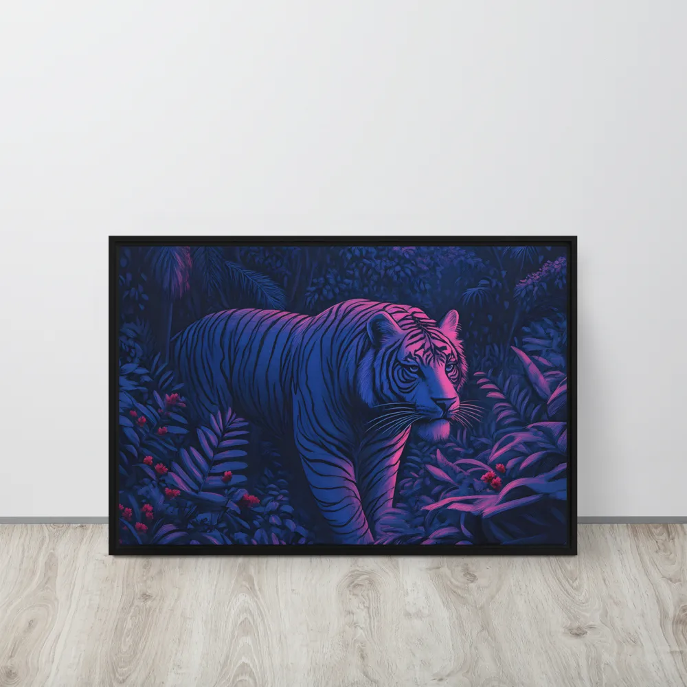 Mystic Prowler: The White Tiger in the Jungle | Canvas with Black Frame | 20″×30″