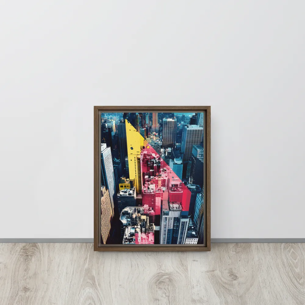 Dynamic Urban Symphony | Canvas with Brown Frame | 11″×14″