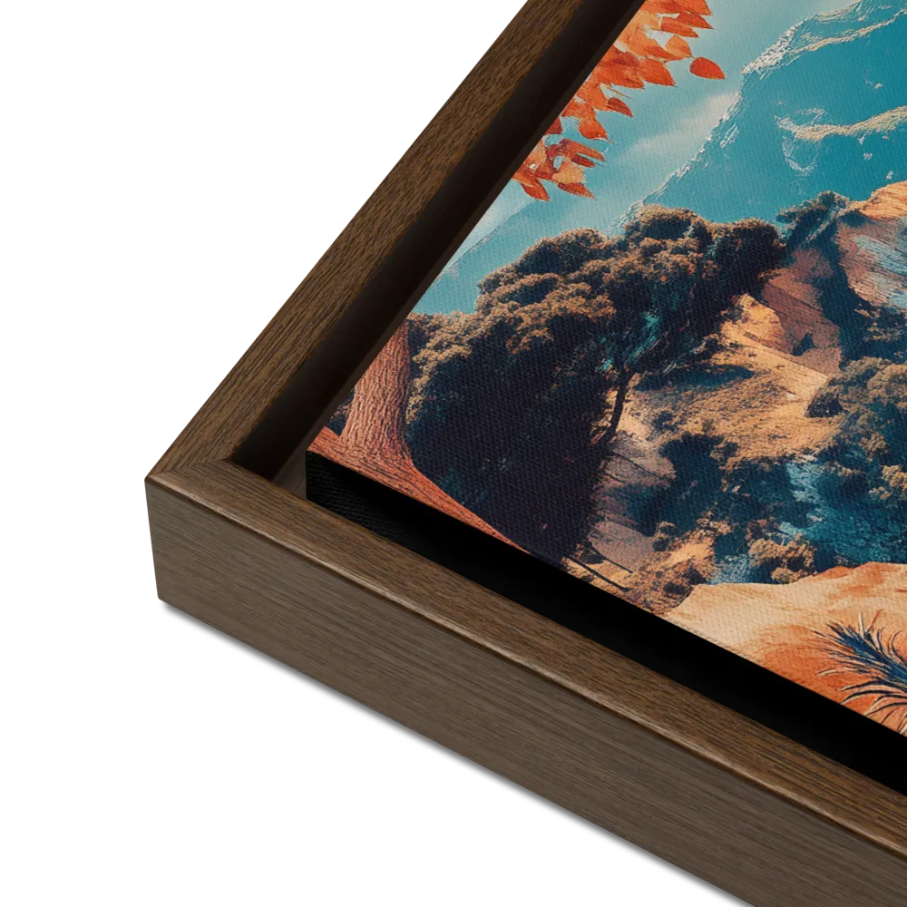 Elysian Waterscape | Canvas with Brown Frame | 12″×12″
