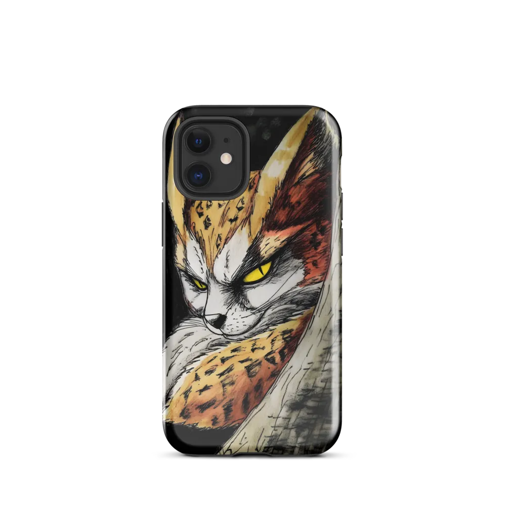 Fierce Gaze of the Wild Cat | Phone Case |  12 mini | Tough Case | Glossy
