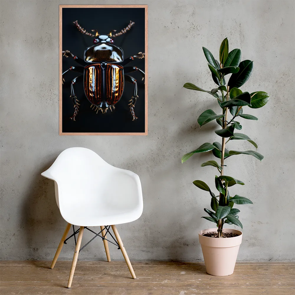 Luminous Insect Majesty | Poster with Red oak Frame | 24″×36″