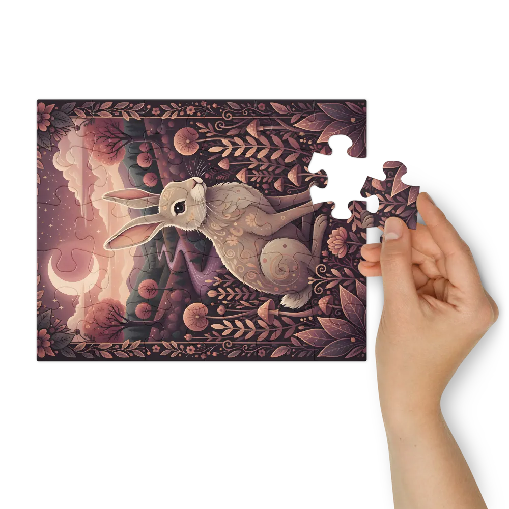 Moonlit Hare 
 Jigsaw Puzzle in Tin Box
