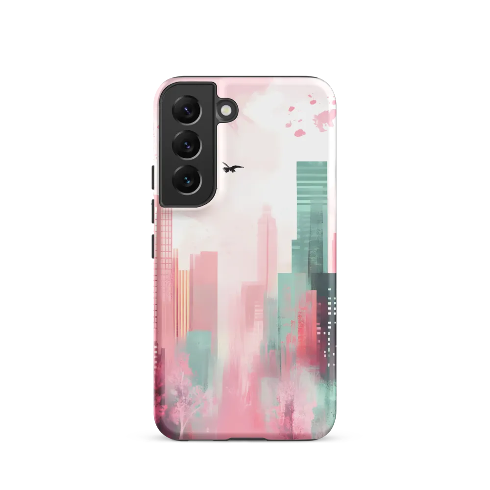Dreamy Cityscape in Pink and Cyan