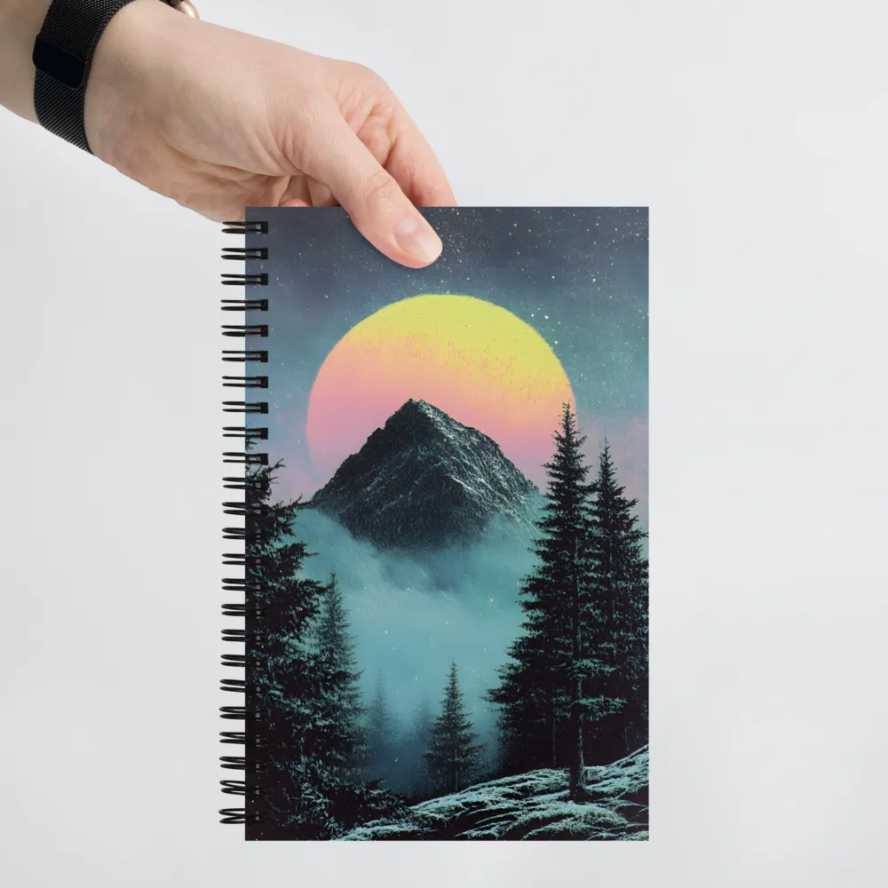 Ethereal Peaks Under Celestial Lights | Spiral Notebook