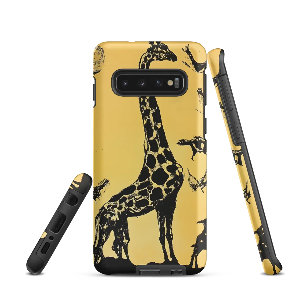Whimsical Harmony of Giraffe and Birds