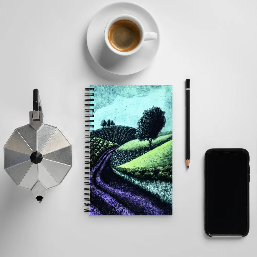 Winding Serenity: A Modern Landscape | Spiral Notebook