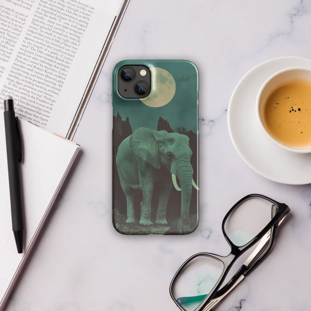 Ethereal Presence: Elephant Under a Full Moon | Phone Case |  14 Plus | Snap Case | Glossy