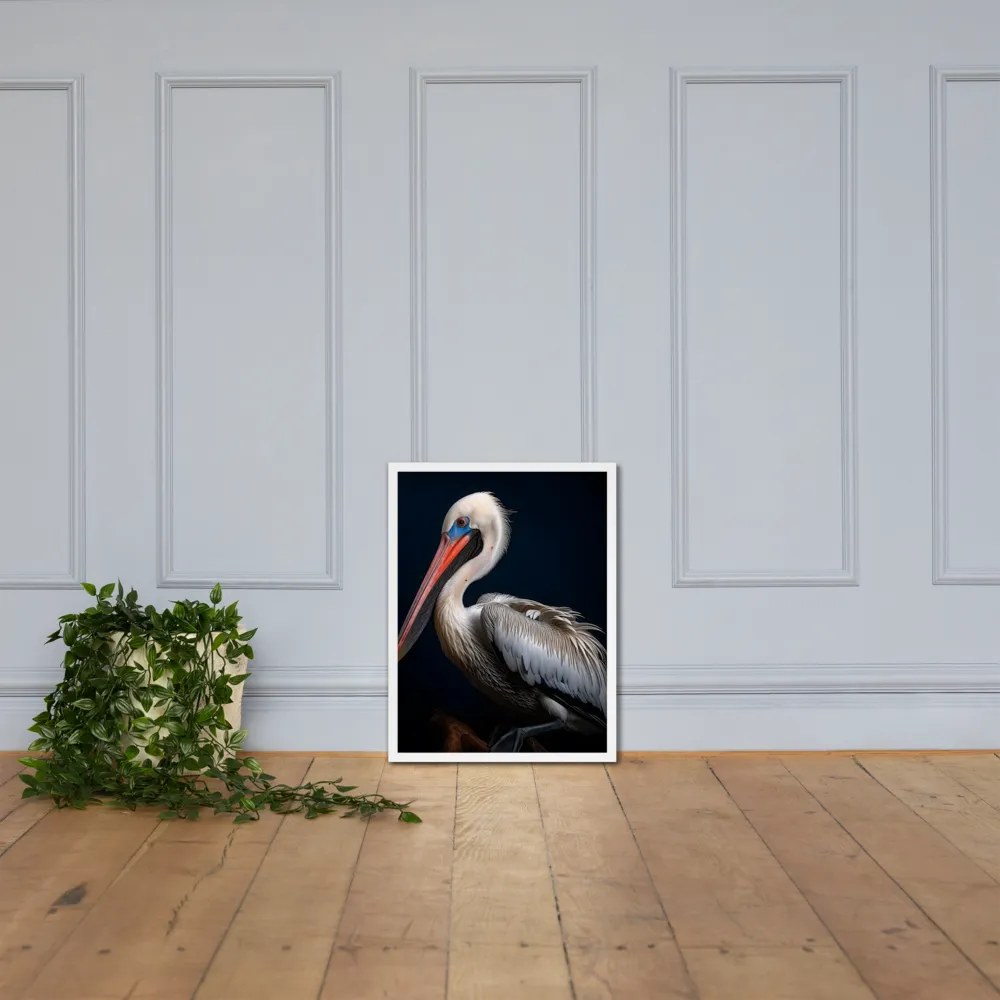 Majestic Pelican Portrait | Poster with White Frame | 18″×24″