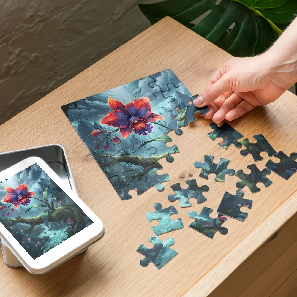 Moonlit Orchid 
 Jigsaw Puzzle in Tin Box