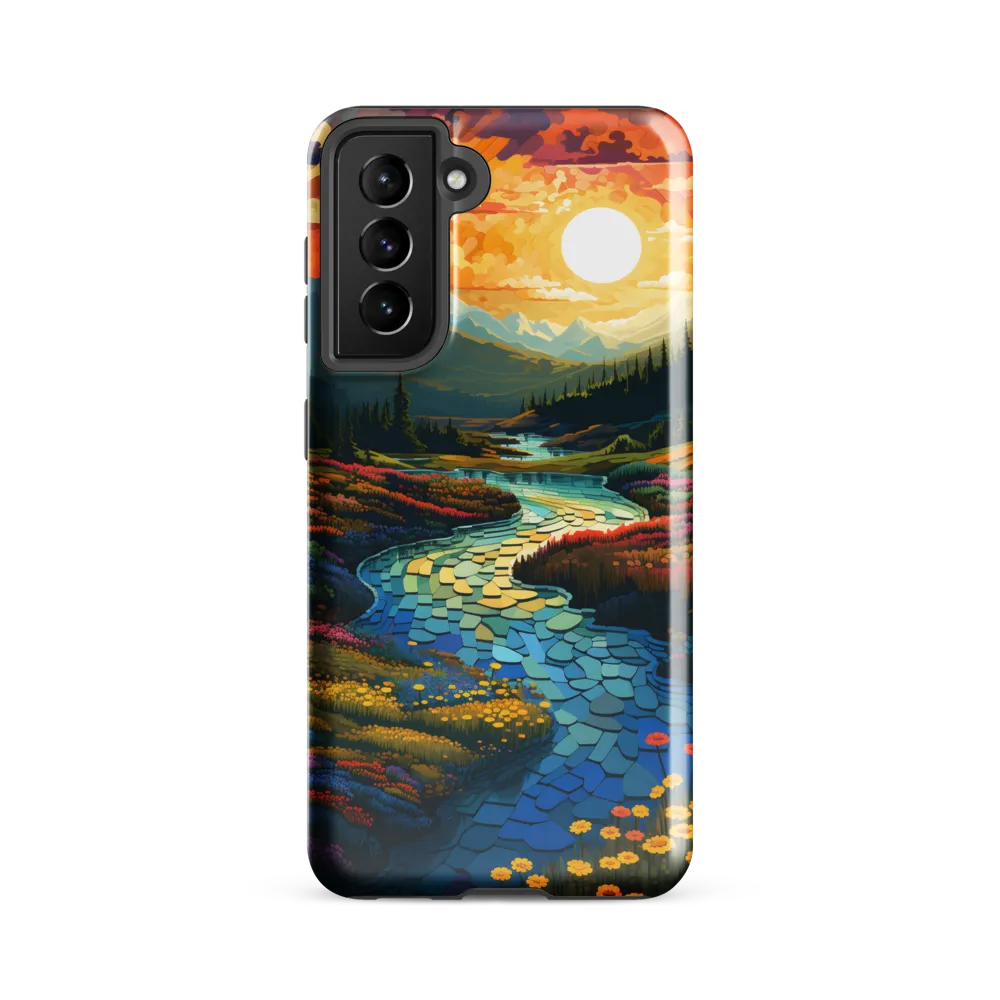 Serenity in Sunset: A Winding River's Embrace
