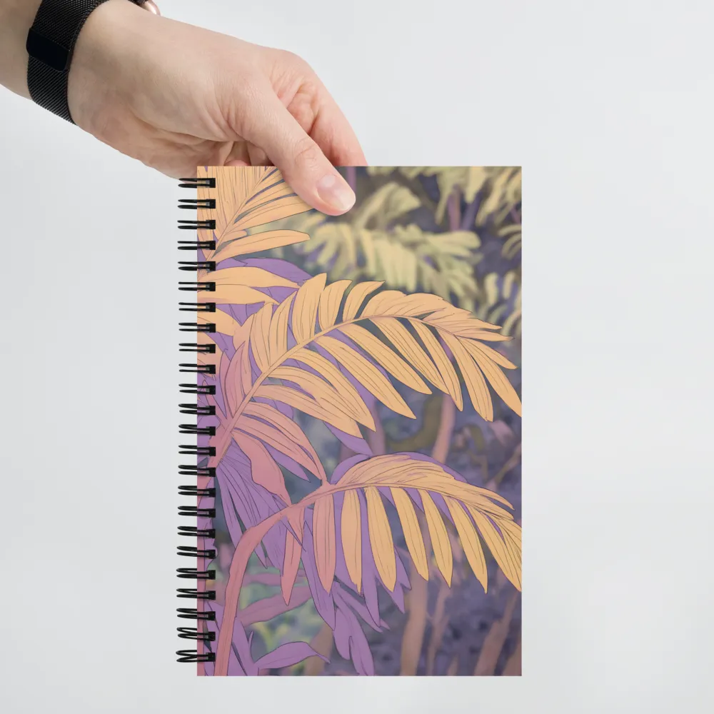 Harmonious Leaves in Digital Twilight | Spiral Notebook