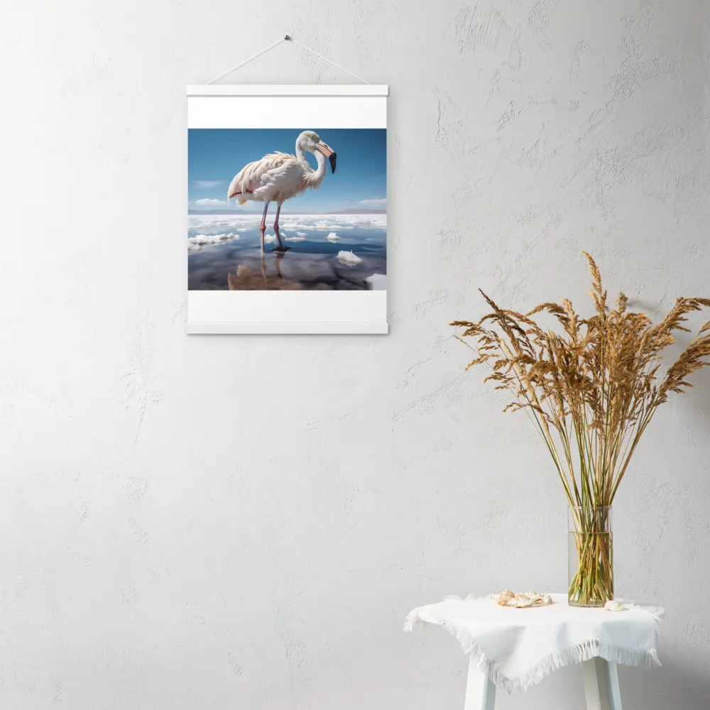 Graceful Solitude of a Flamingo | Poster With White Wood Hanger | 16″×20″