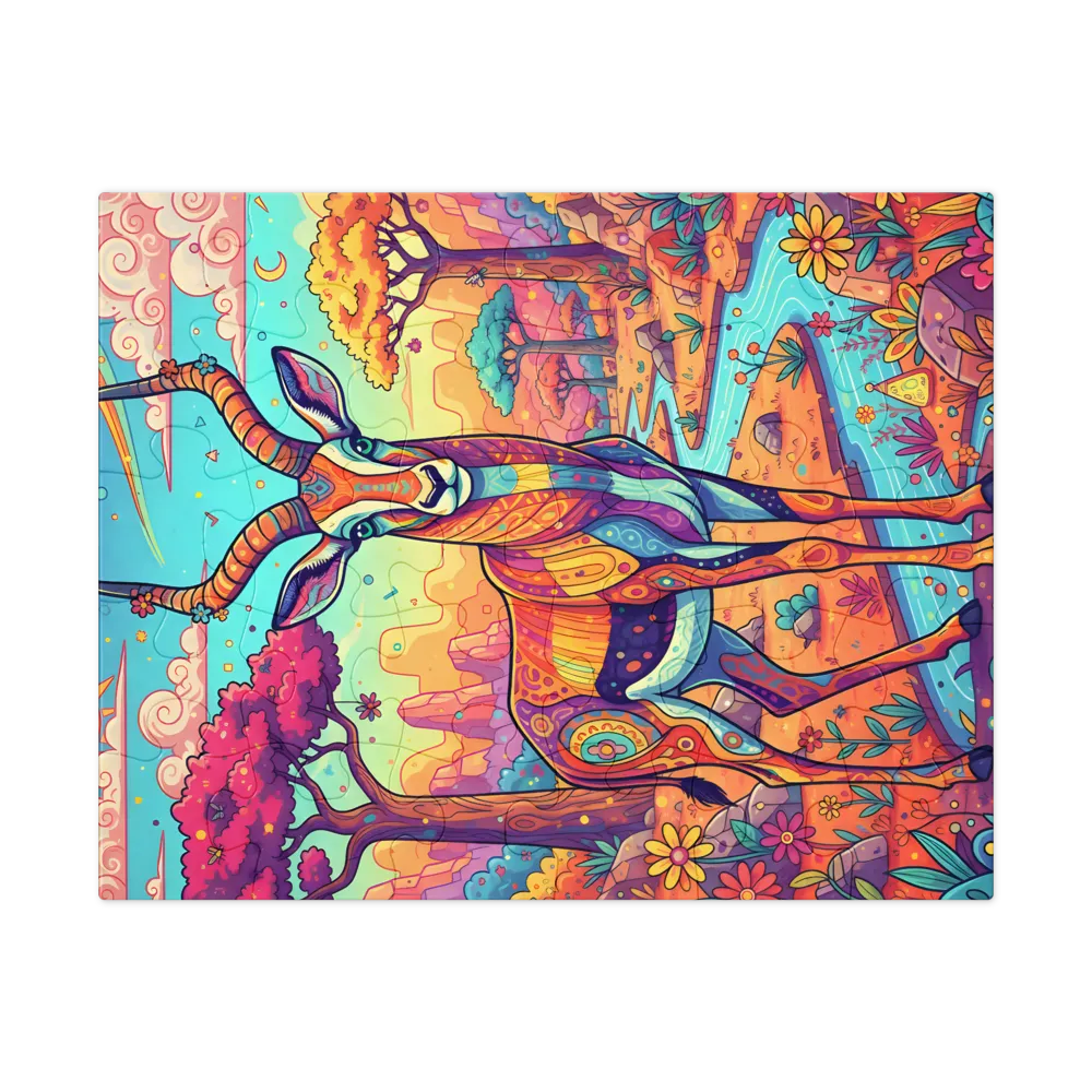 Psychedelic Antelope 
 Jigsaw Puzzle in Tin Box