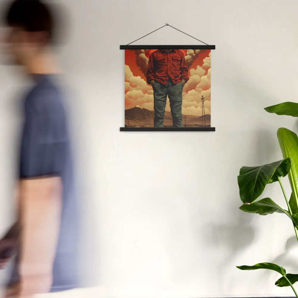 Defiant Spirit in a Surreal Landscape | Poster With Black Wood Hanger | 18″×18″