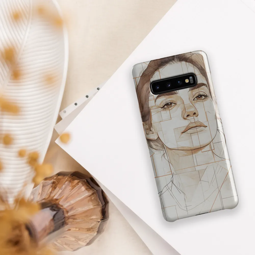 Geometric Serenity: A Minimalist Portrait | Phone Case |  S10 Plus | Snap Case | Glossy