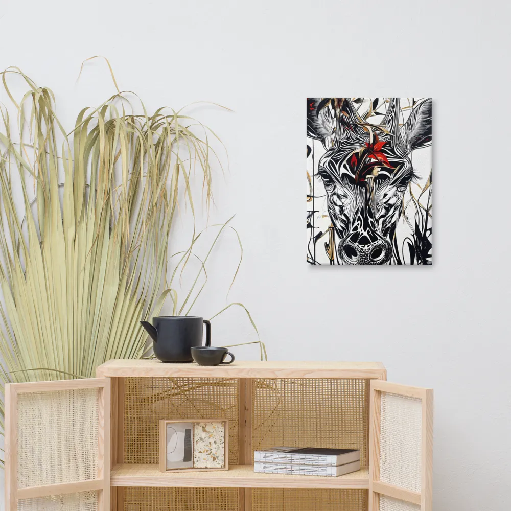 Floral Elegance: The Giraffe's Portrait | Canvas | 18″×24″