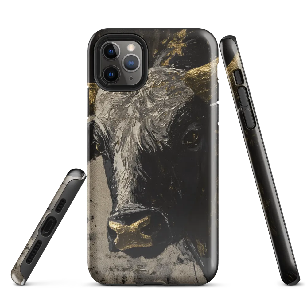 Majestic Bull: The Power in Black and Gold | Phone Case |  11 Pro Max | Tough Case | Glossy