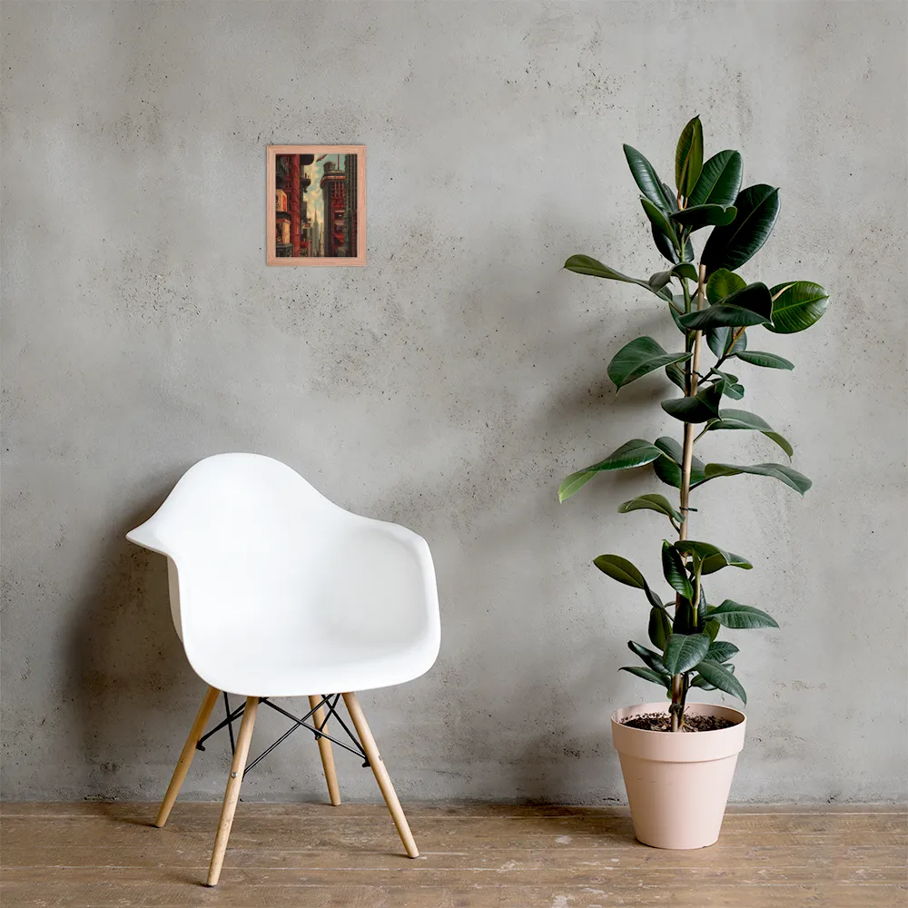 A Glimpse of Tomorrow: Urban Ambition | Poster with Red oak Frame | 8″×10″