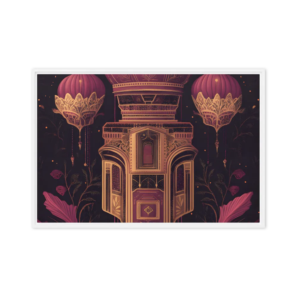 Ornate Harmony: A Digital Floral Architecture | Canvas with White Frame | 24″×36″