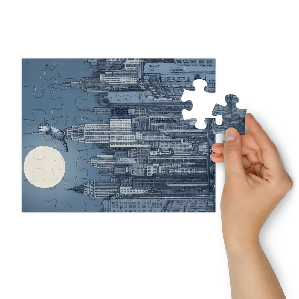 Moonlit Otter Skyline 
 Jigsaw Puzzle in Tin Box