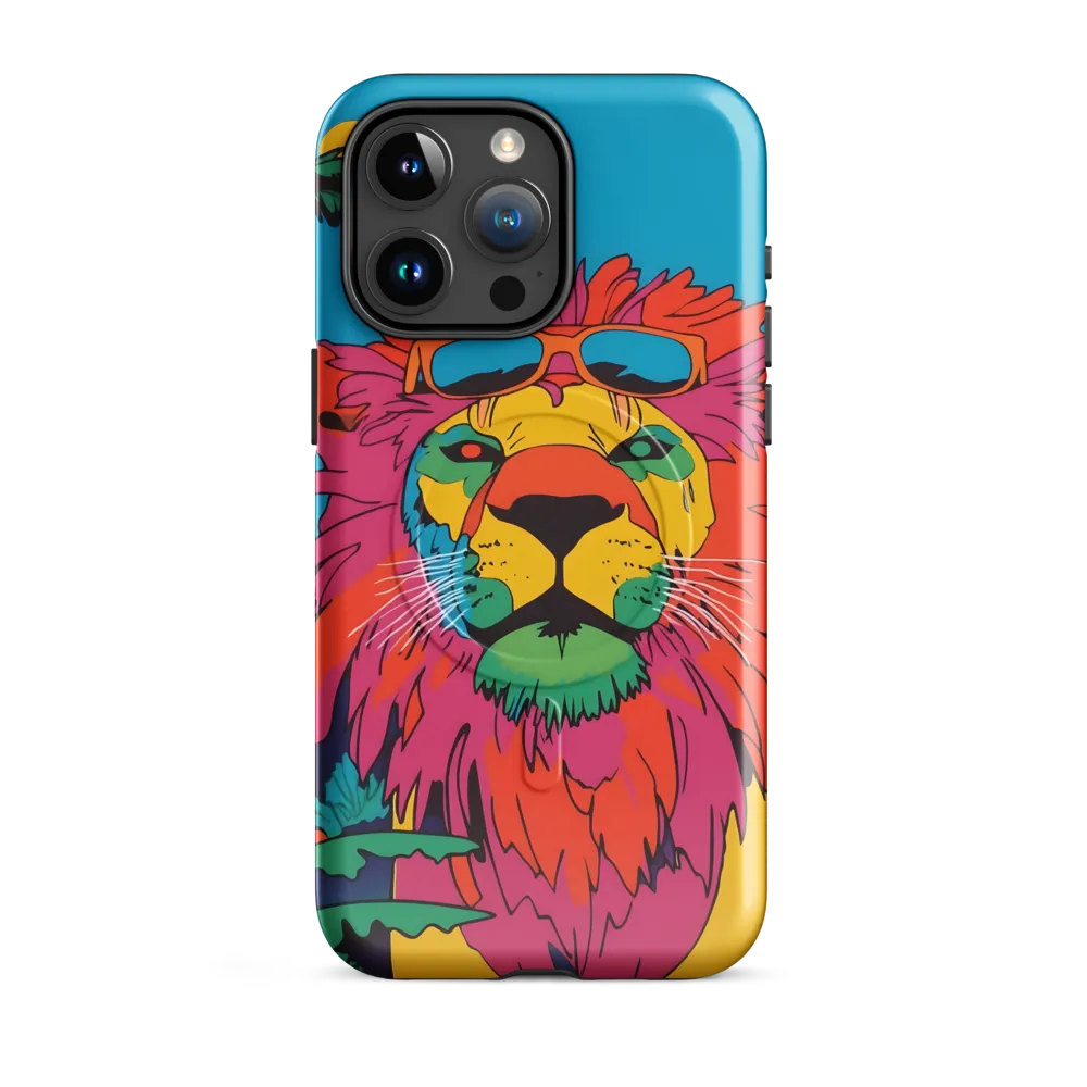 Lion with Sunglasses: A Vibrant Tropical Portrait