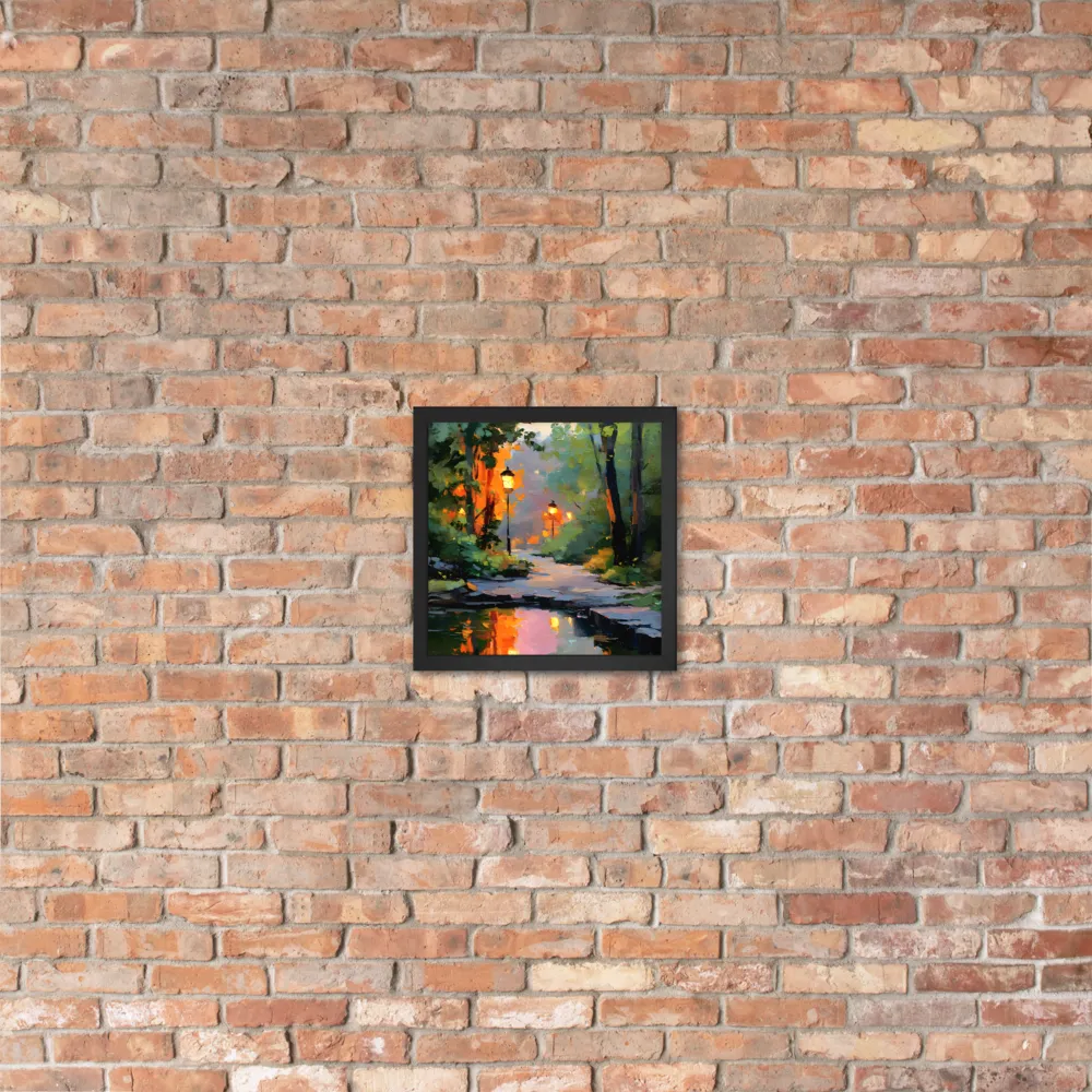 Lamplight Reflections 
 Poster with Black Frame | 12″x 12″