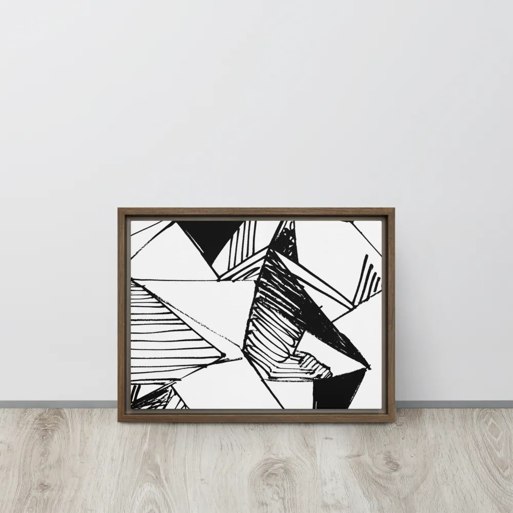 Dynamic Geometry in Ink | Canvas with Brown Frame | 12″×16″
