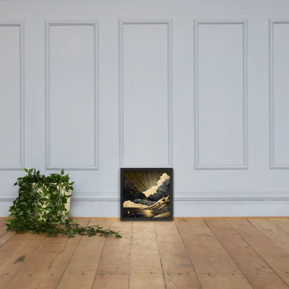 Gilded Dawn 
 Poster with Black Frame | 14″x 14″