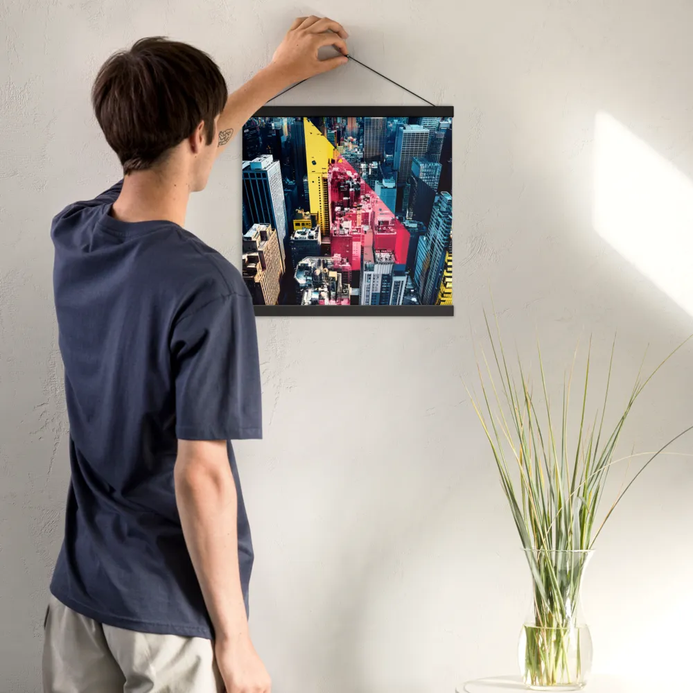 Dynamic Urban Symphony | Poster With Black Wood Hanger | 16″×16″