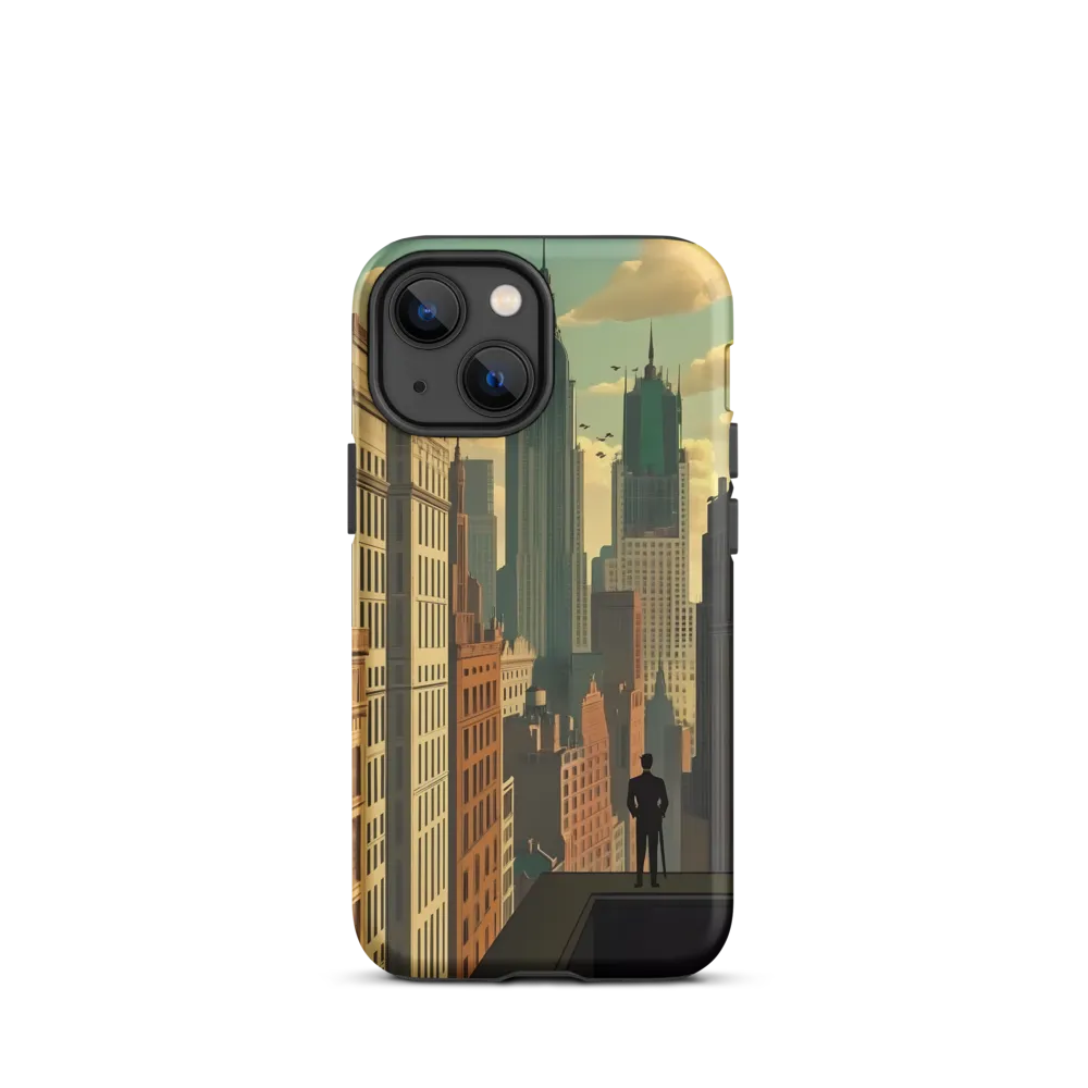 Urban Dreams: A Silhouette in Art Deco Cityscape
