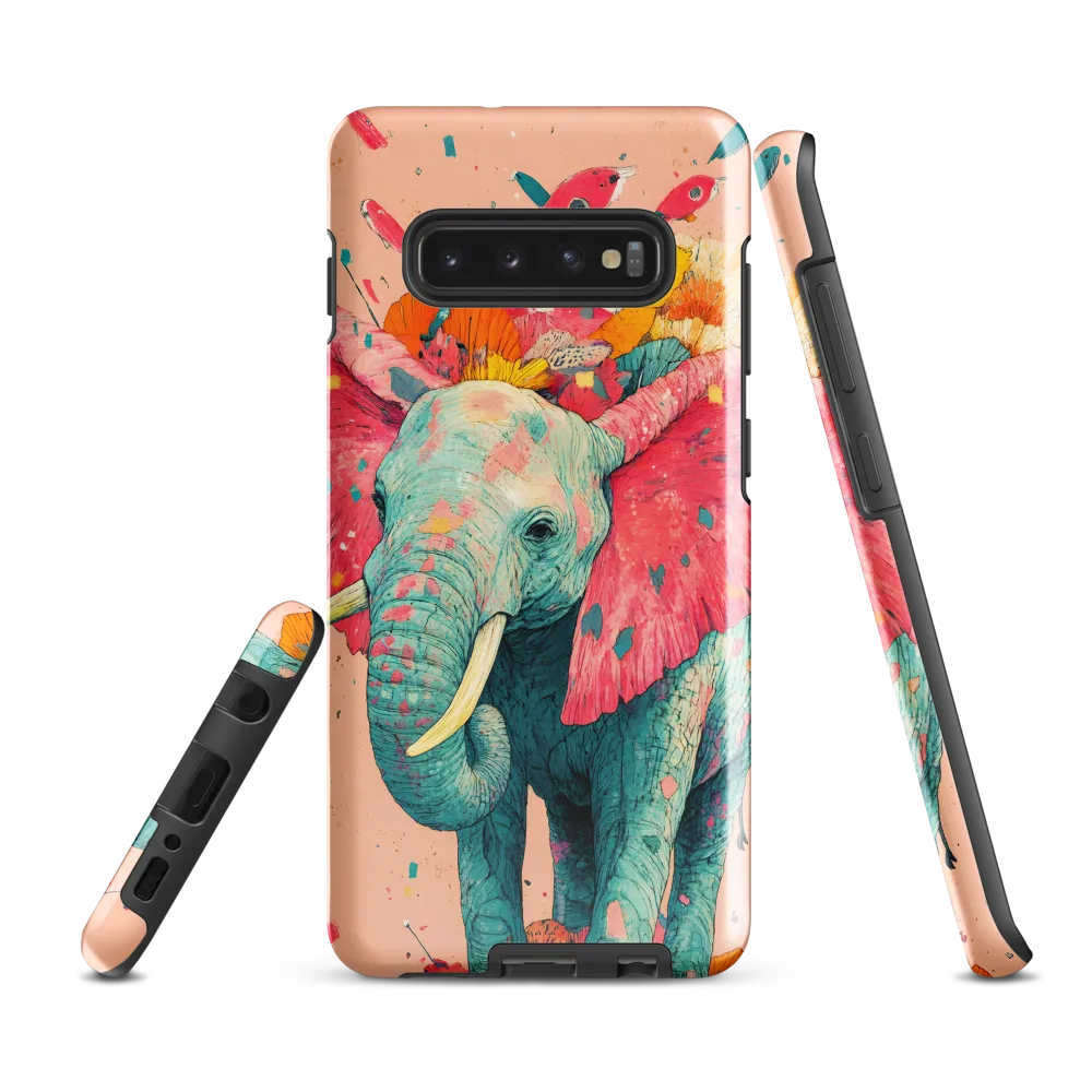 Whimsical Elegance: The Floral Elephant | Phone Case |  S10 Plus | Tough Case | Glossy