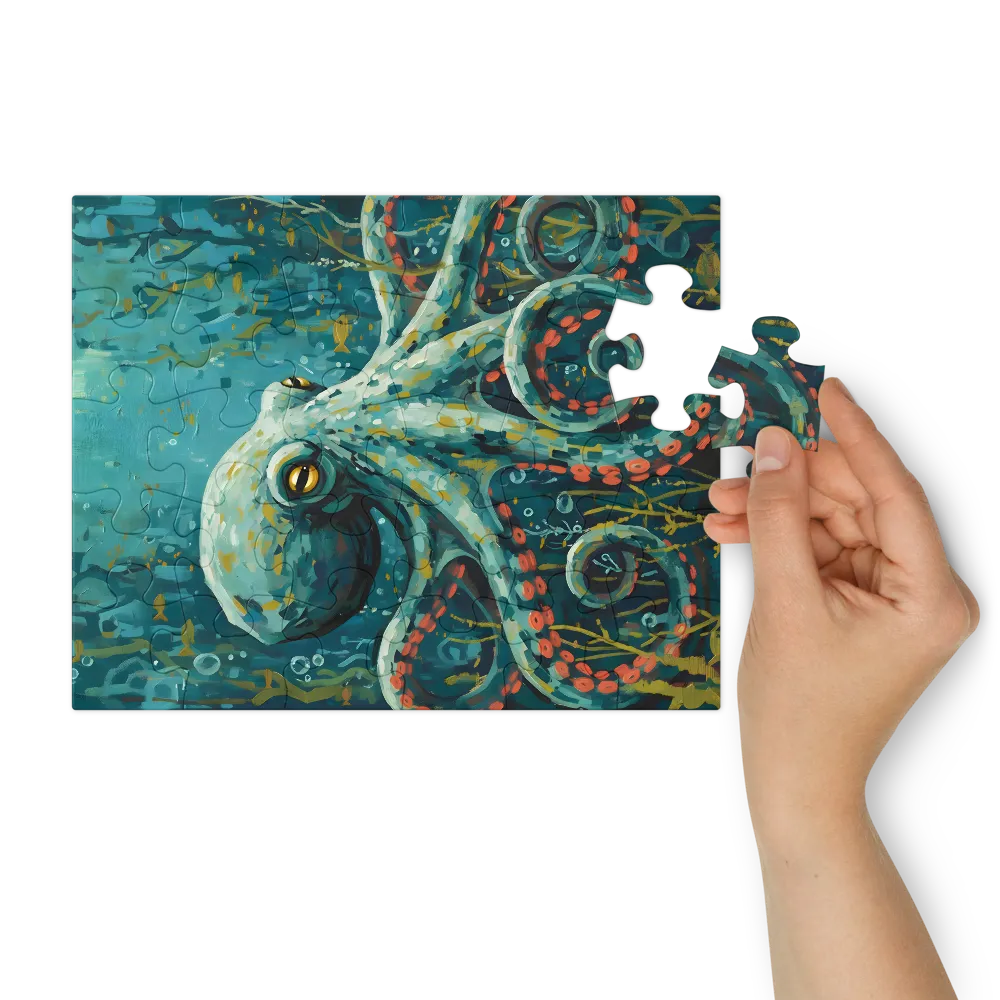 Teal Octopus 
 Jigsaw Puzzle in Tin Box