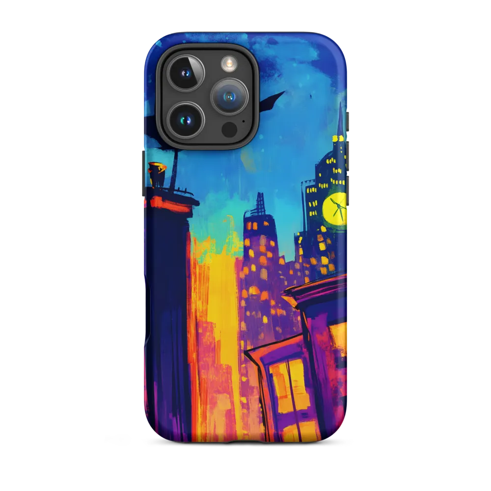 Midnight Clock over Neon Rooftops