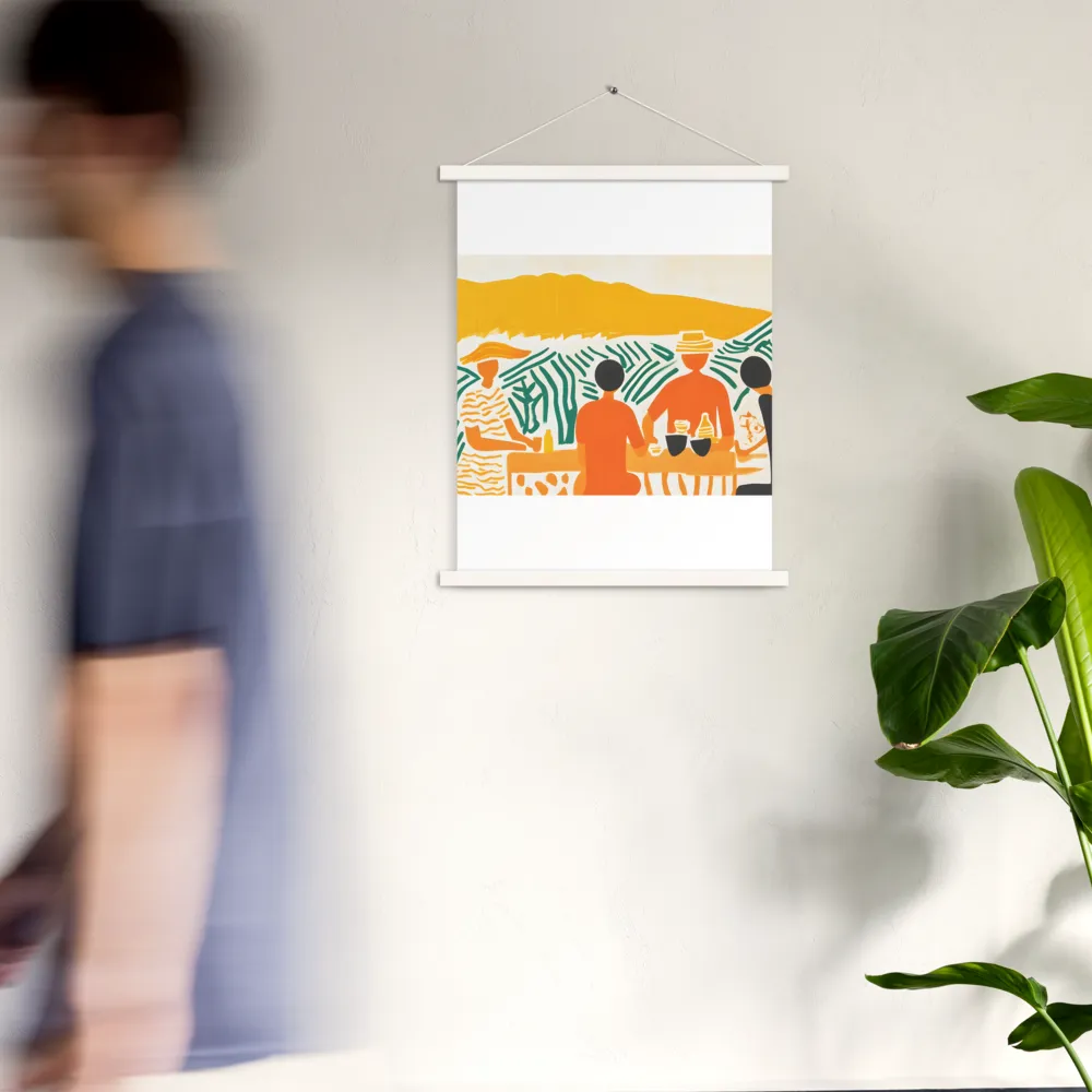 Summer Vibes: Café Conversations | Poster With White Wood Hanger | 18″×24″