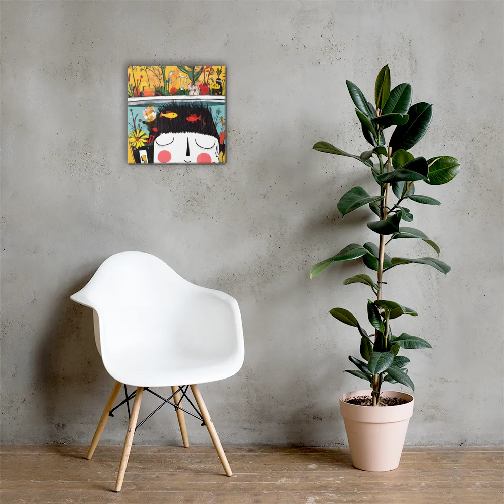 Whimsical Garden Head | Canvas | 16″×16″