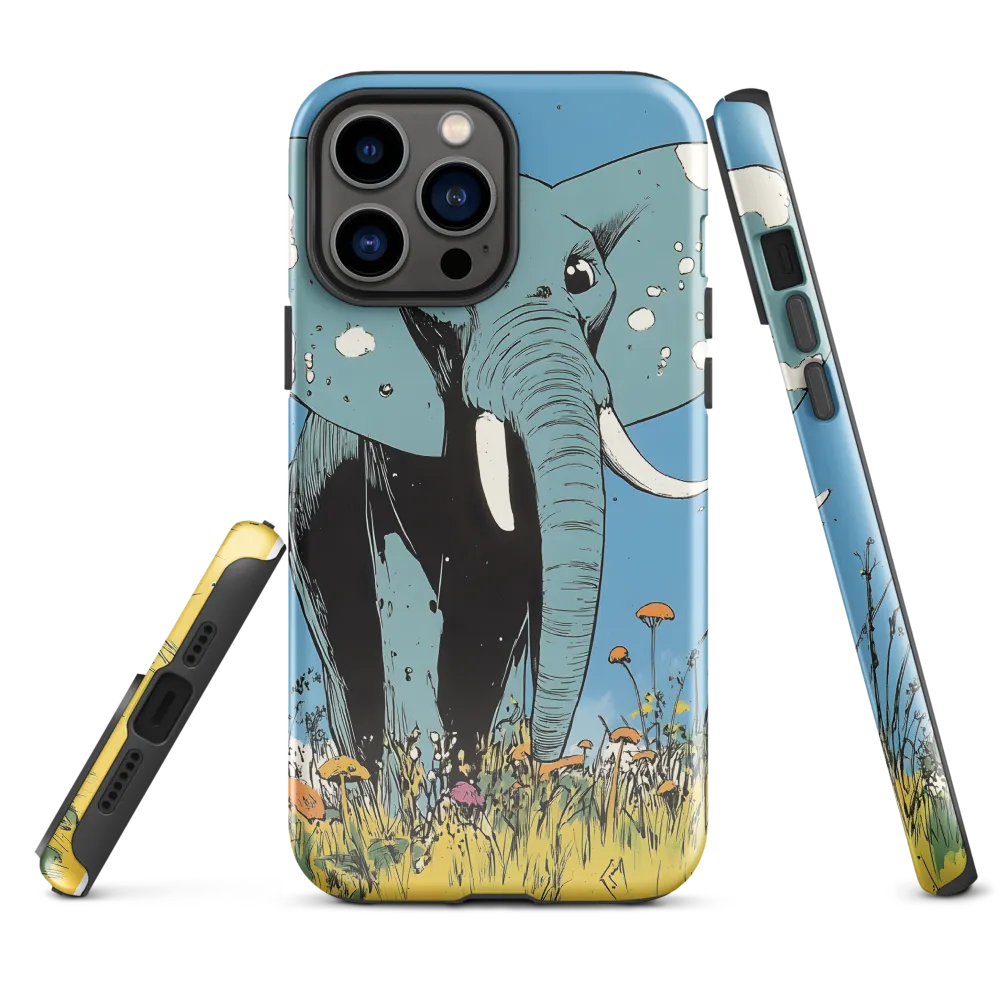 Whimsical Blue Elephant in Bloom