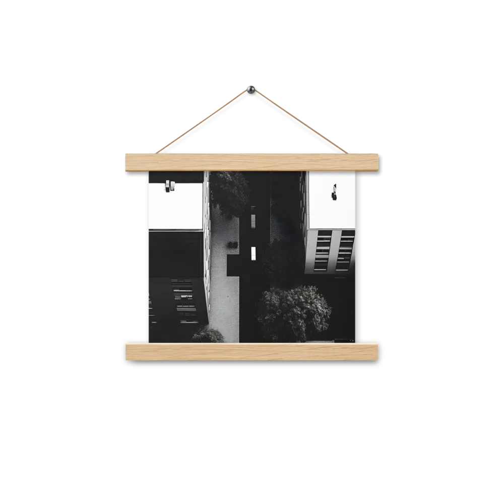 Urban Serenity from Above | Poster With Oak Wood Hanger | 10″×10″