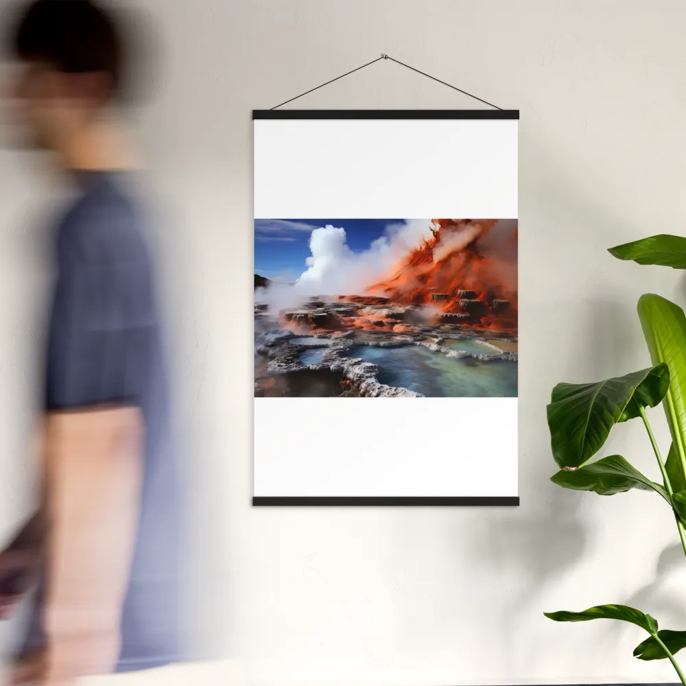 Nature's Fury: The Volcano's Expression | Poster With Black Wood Hanger | 24″×36″