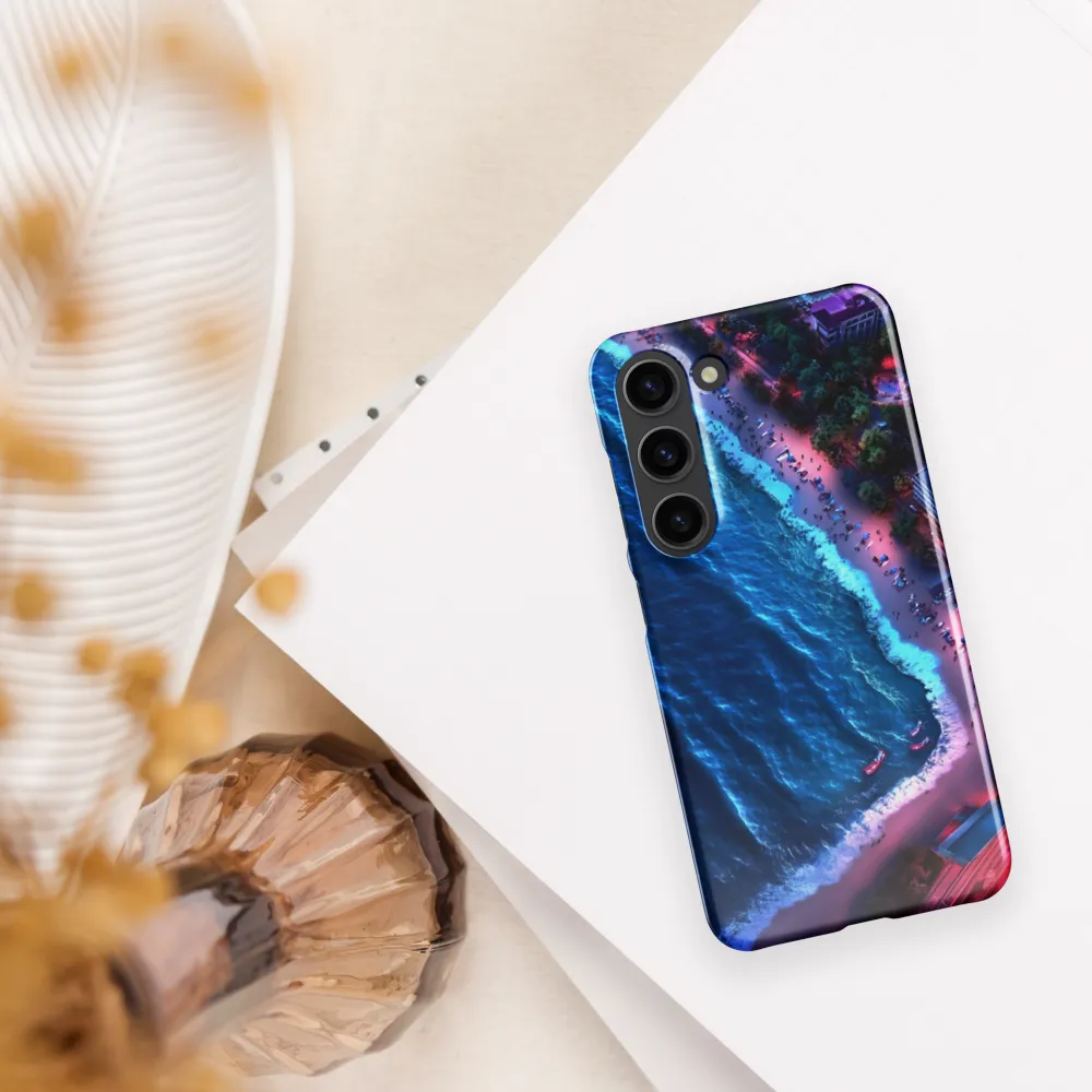 Twilight Reflections: A Serene Beach Aerial | Phone Case |  S23 | Snap Case | Glossy
