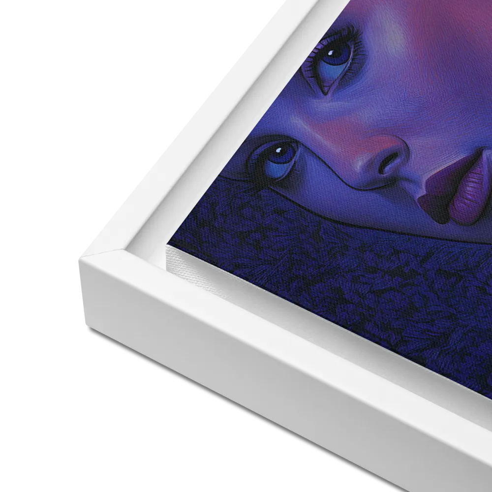 Ethereal Portrait in Blue and Red | Canvas with White Frame | 12″×16″