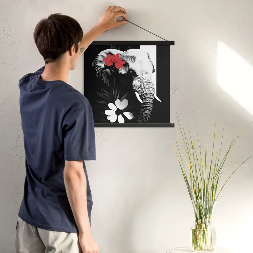 Elephant Harmony | Poster With Black Wood Hanger | 18″×18″