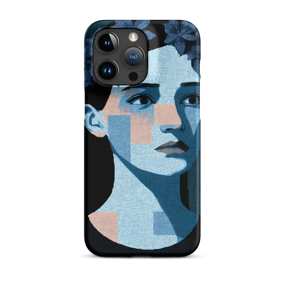 Grid-Wreathed Cyan Portrait