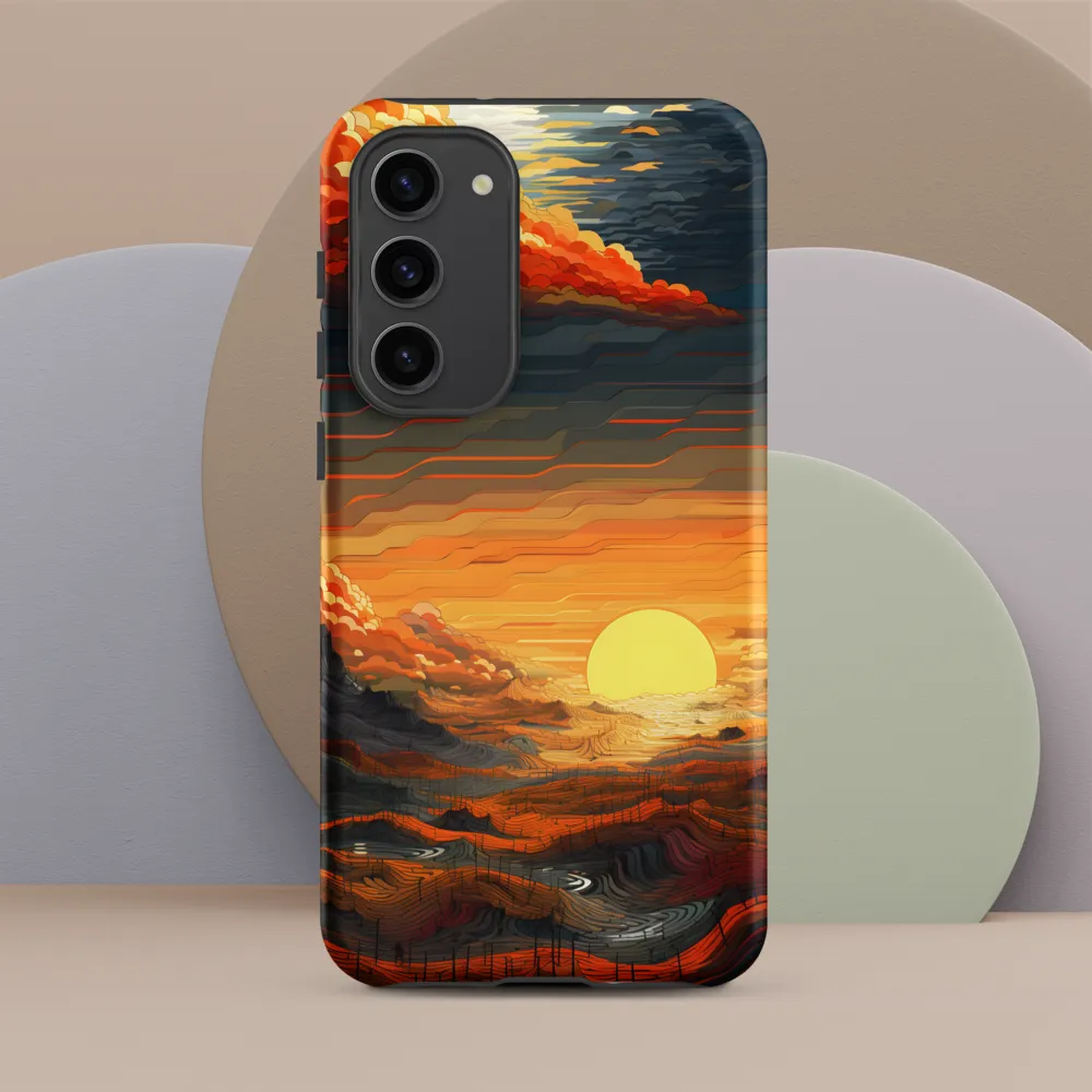 Ethereal Sunset: A Serene Landscape in Flowing Forms