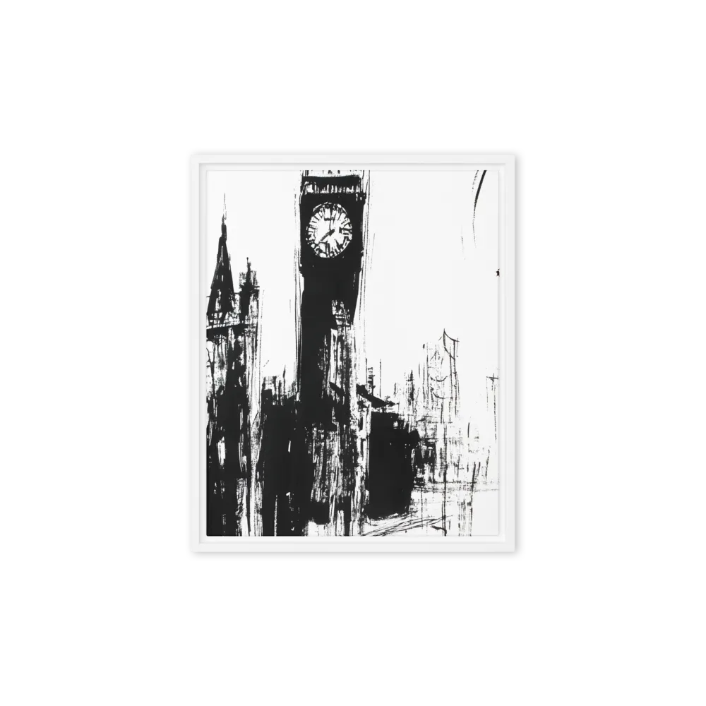 Clock Tower in Motion | Canvas with White Frame | 8″×10″